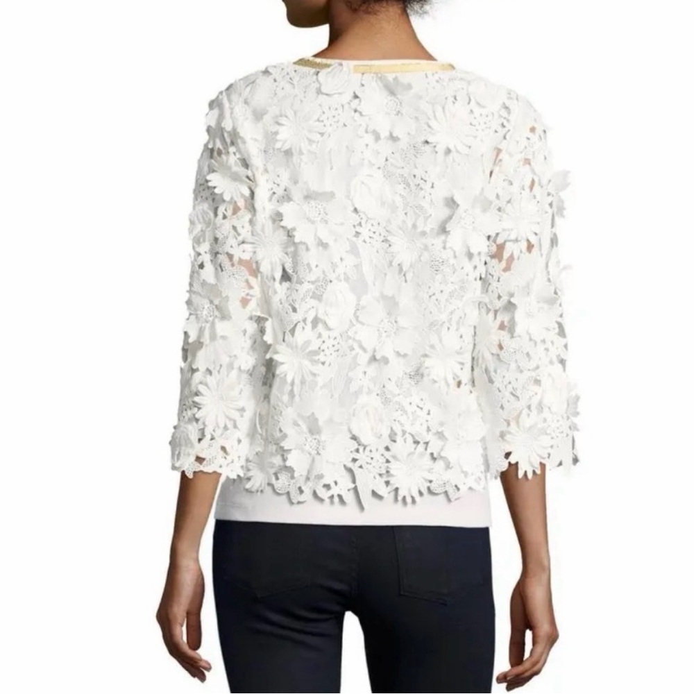 Michael Simon Floral Crochet Jacket White Gold Trim/Buttons Size Medium - Picture 8 of 8